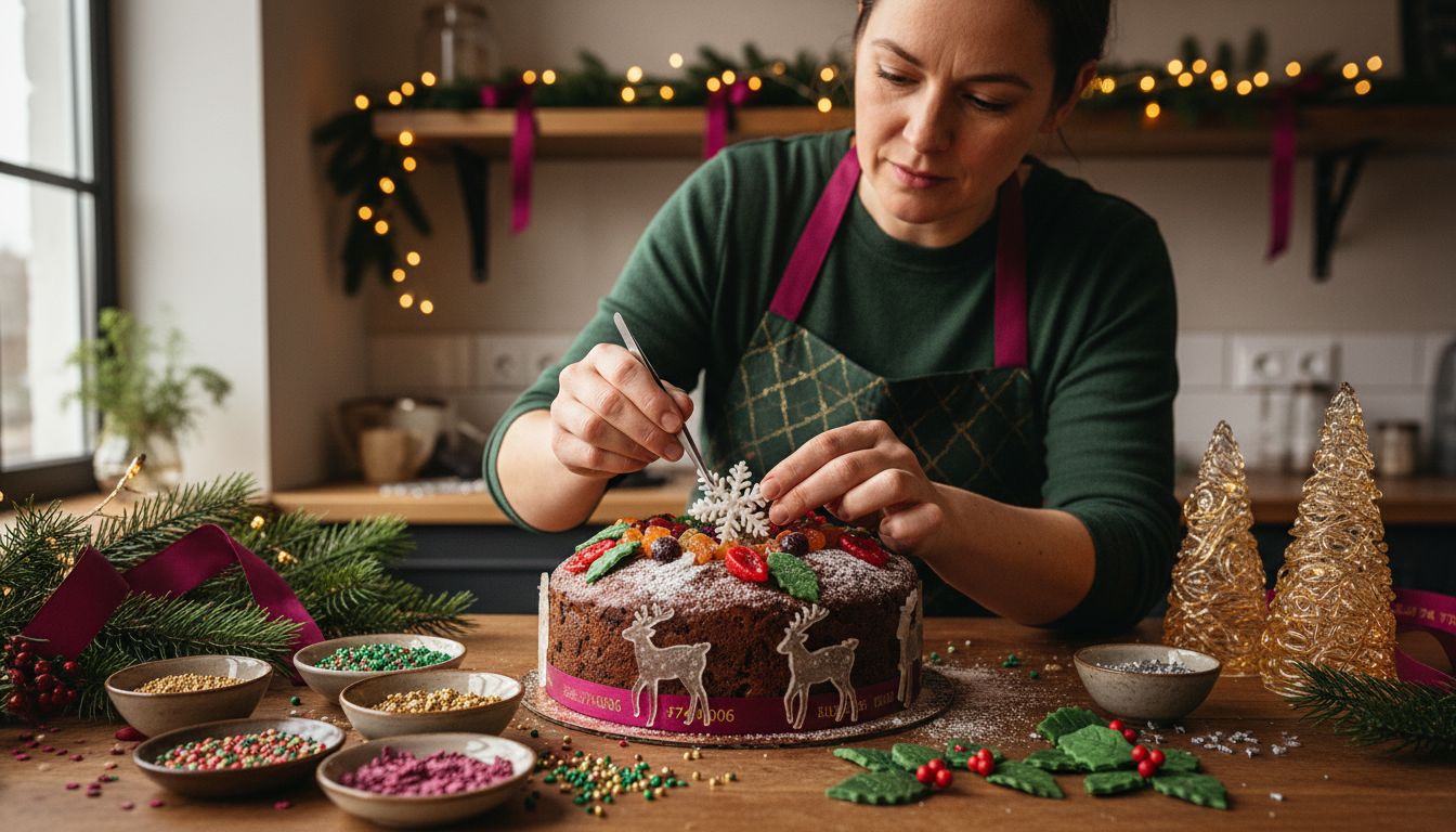 Christmas cake decorating