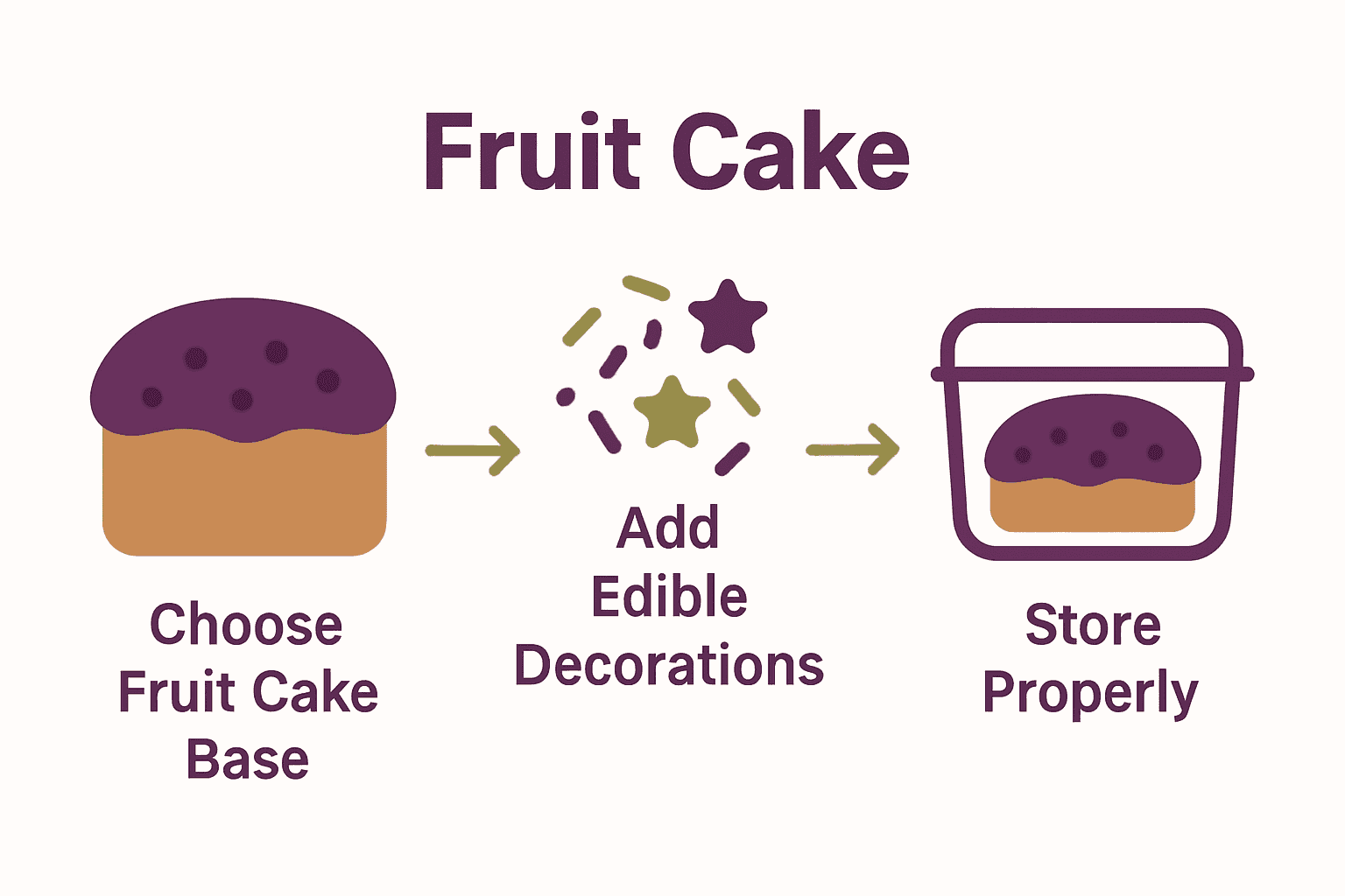 Infographic showing steps to decorate and store Christmas cakes.