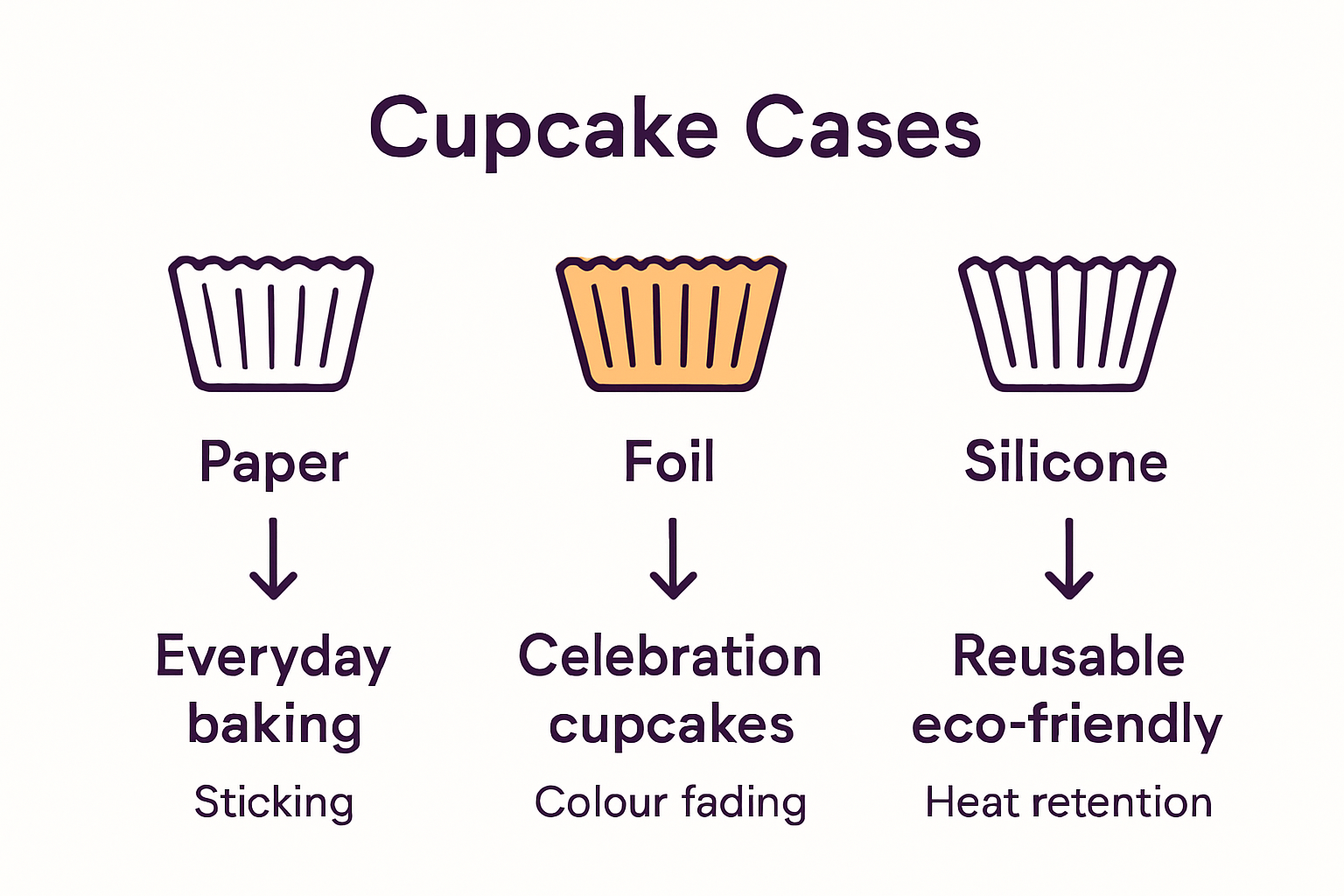 Comparison of paper, foil, silicone cupcake cases