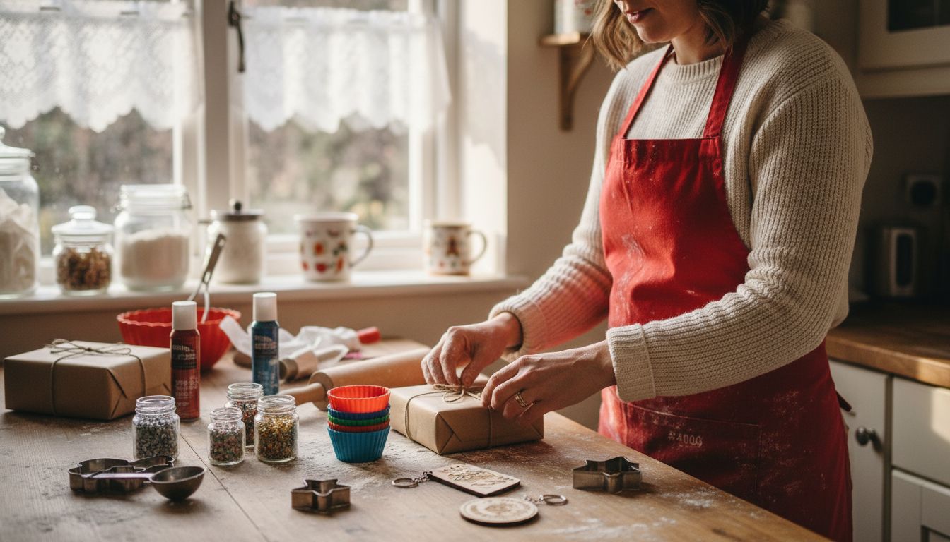 Baker arranging affordable baking stocking fillers