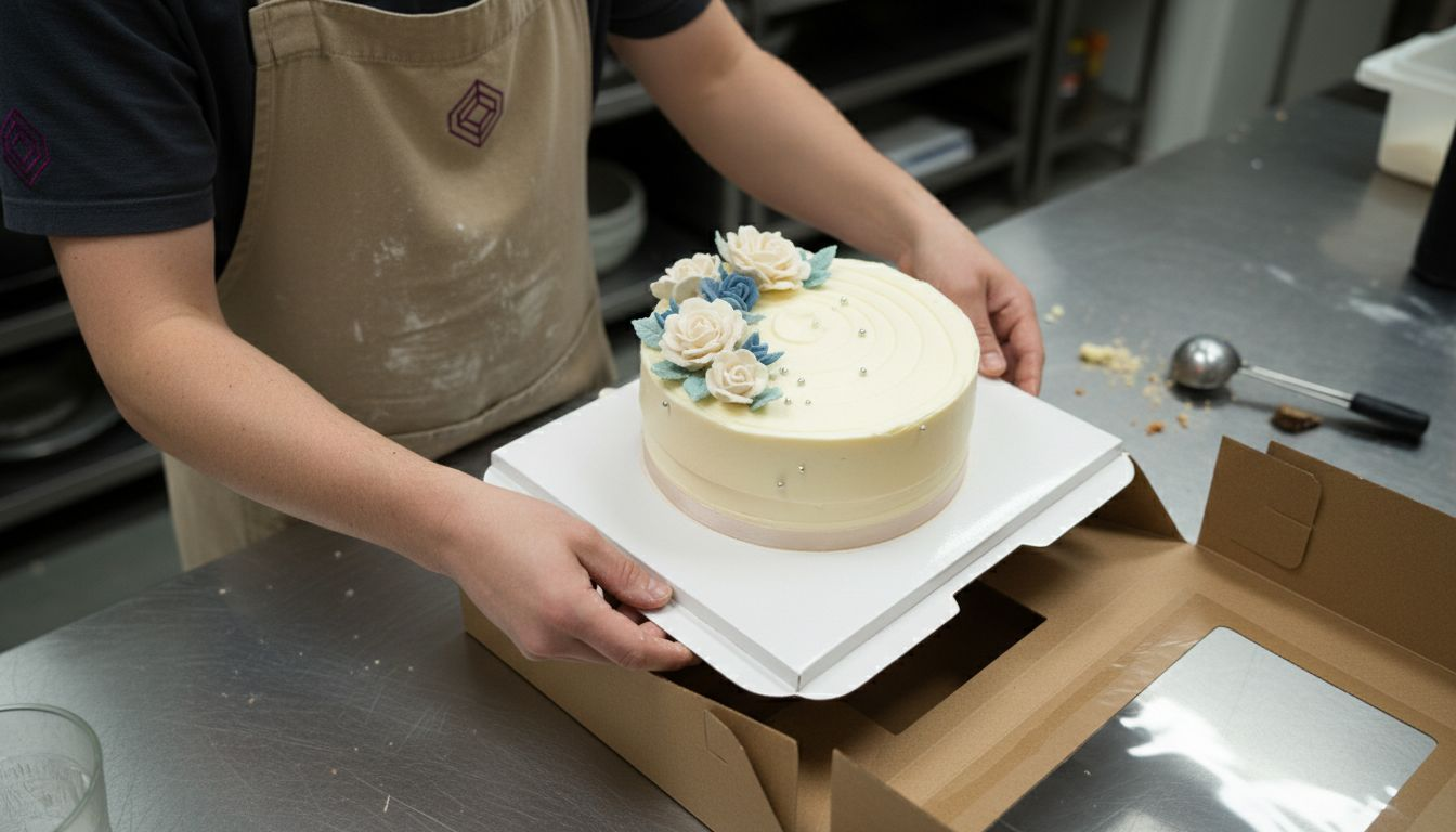 Packing cake in sturdy cake box