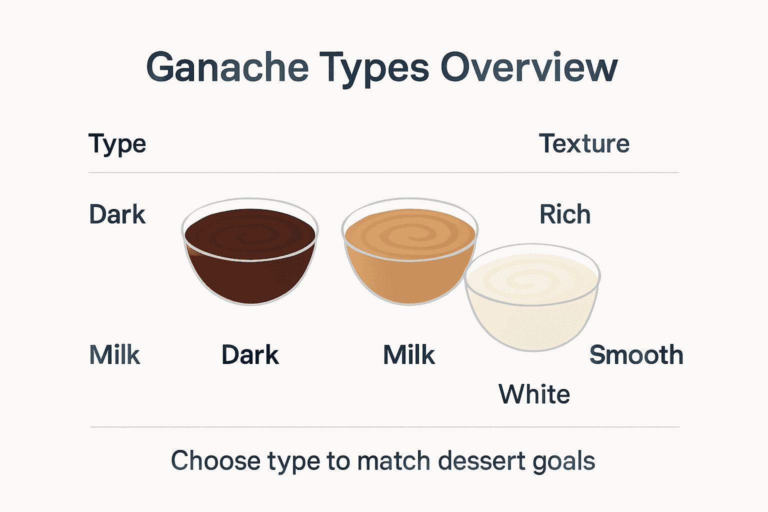 Infographic comparing ganache types and uses