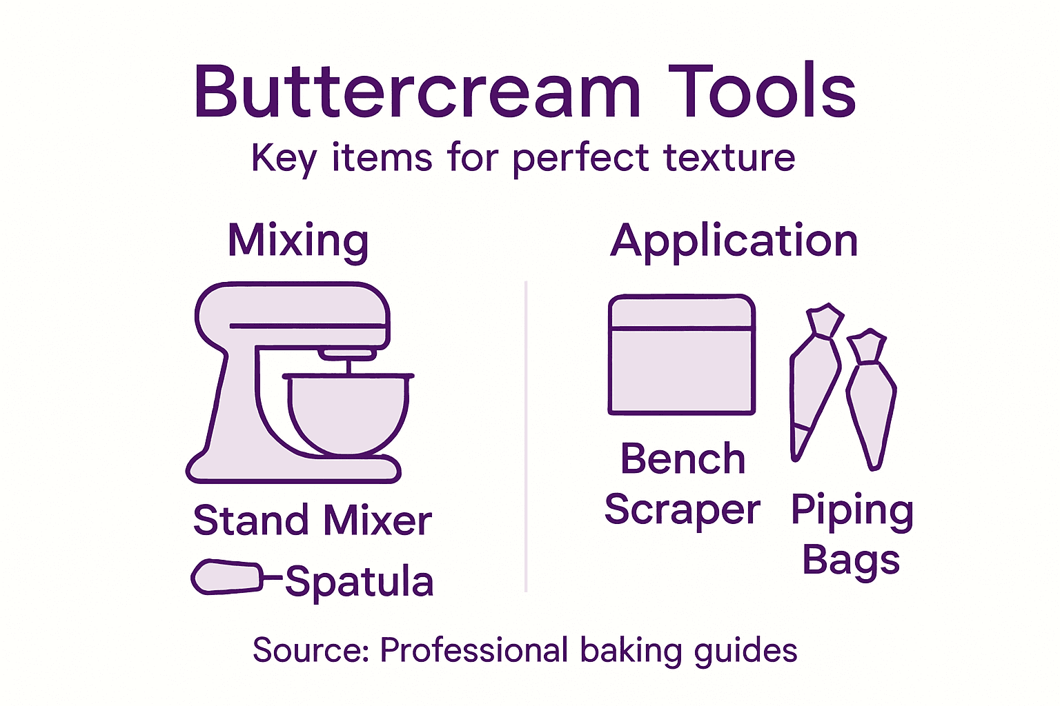 Infographic showing tools for buttercream texture