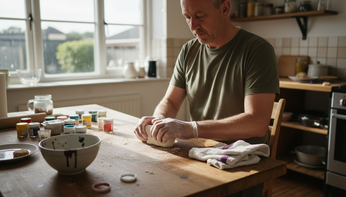 Baker preparing and softening sugarpaste