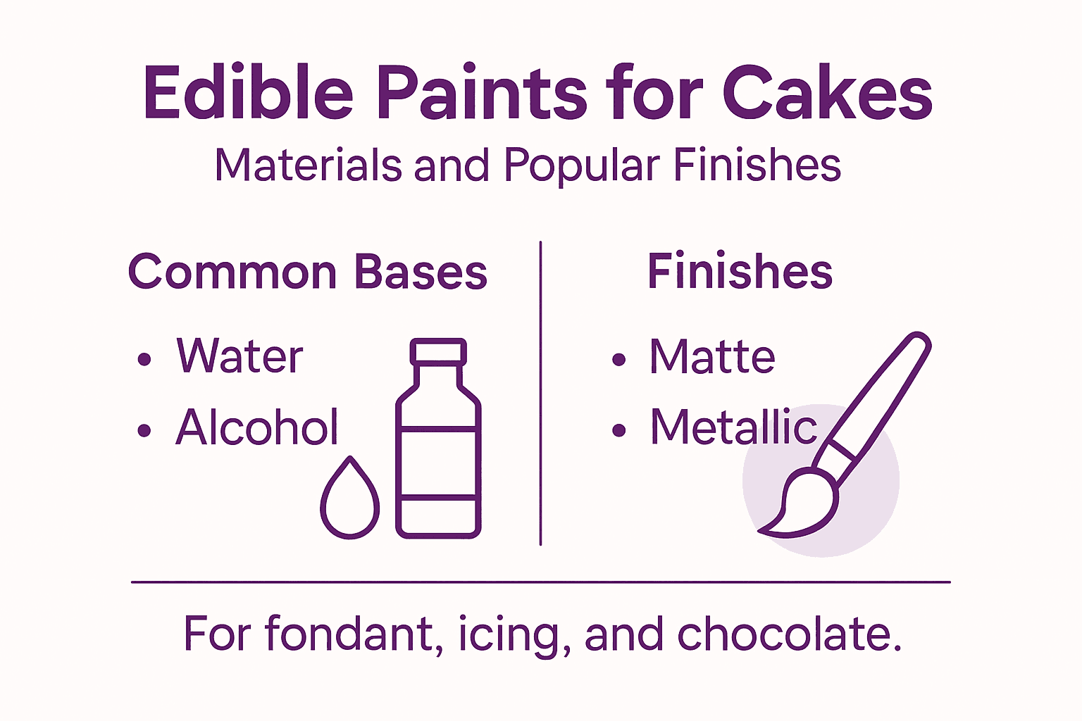 Infographic showing edible paint bases and finishes