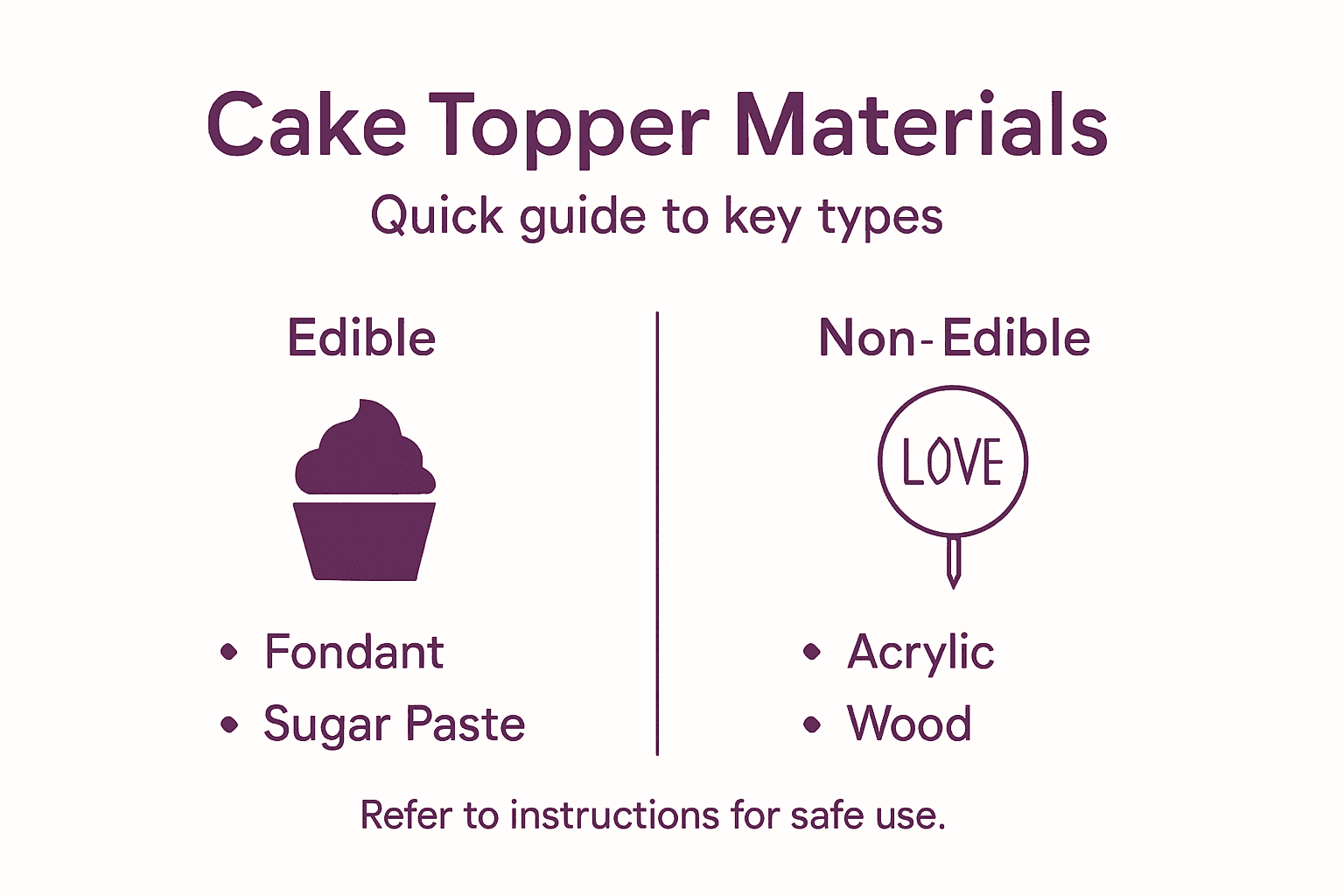 Infographic shows cake topper material types