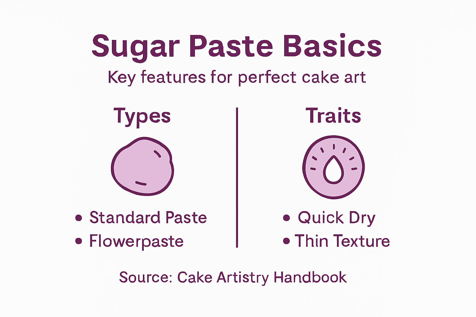 Infographic with sugar paste types and traits