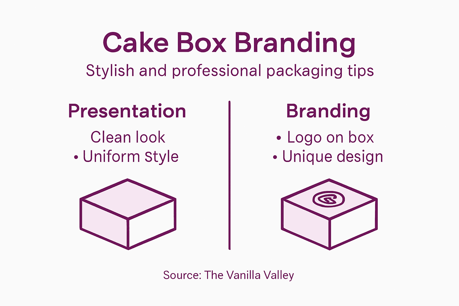 Infographic showing cake box branding tips