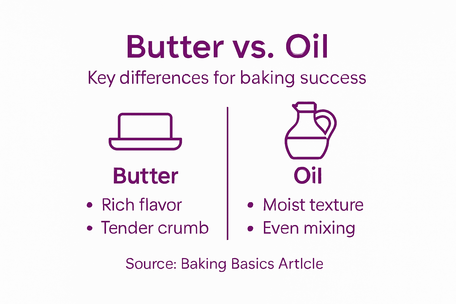 Infographic comparing butter and oil in baking
