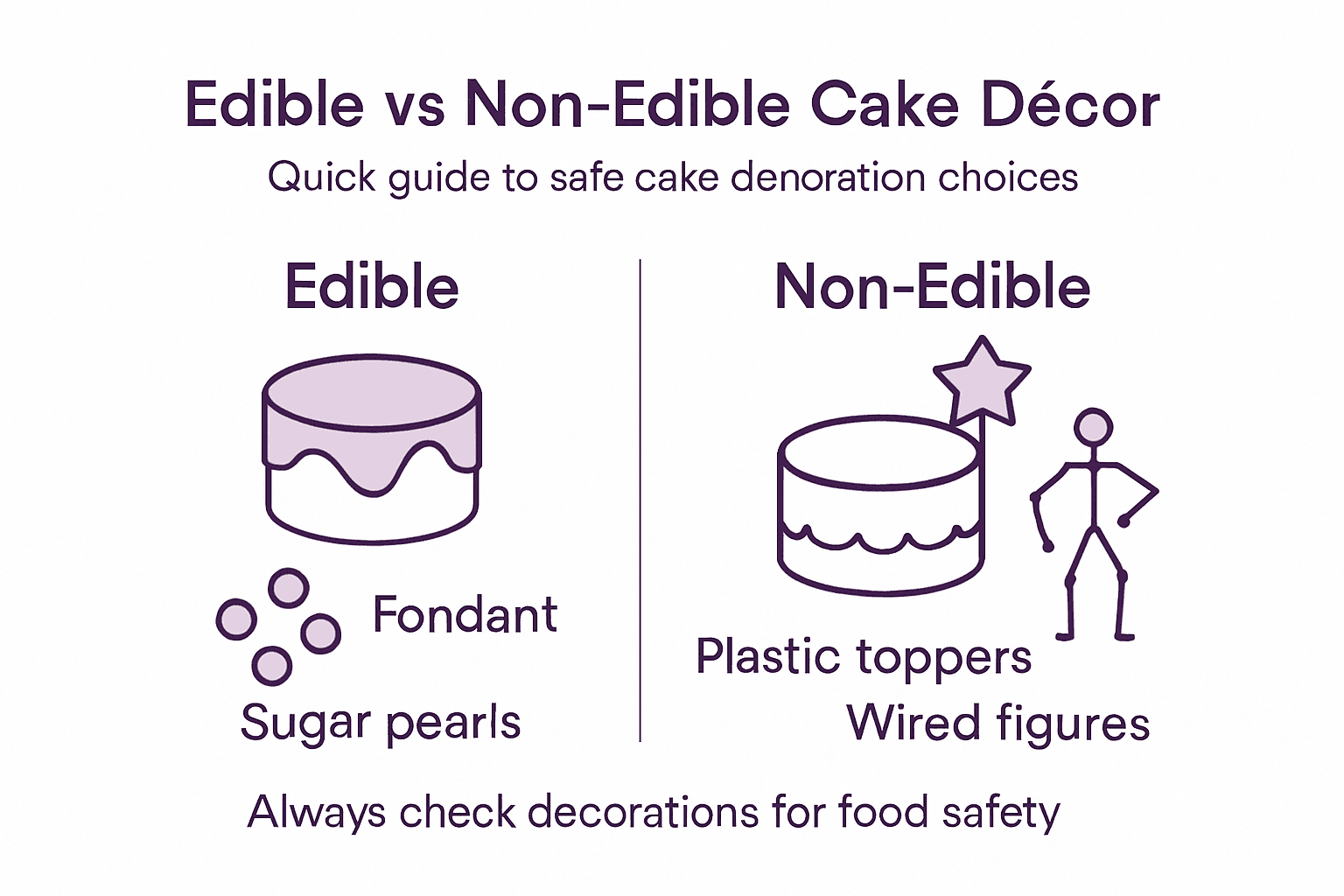 Infographic summarizing cake decoration safety