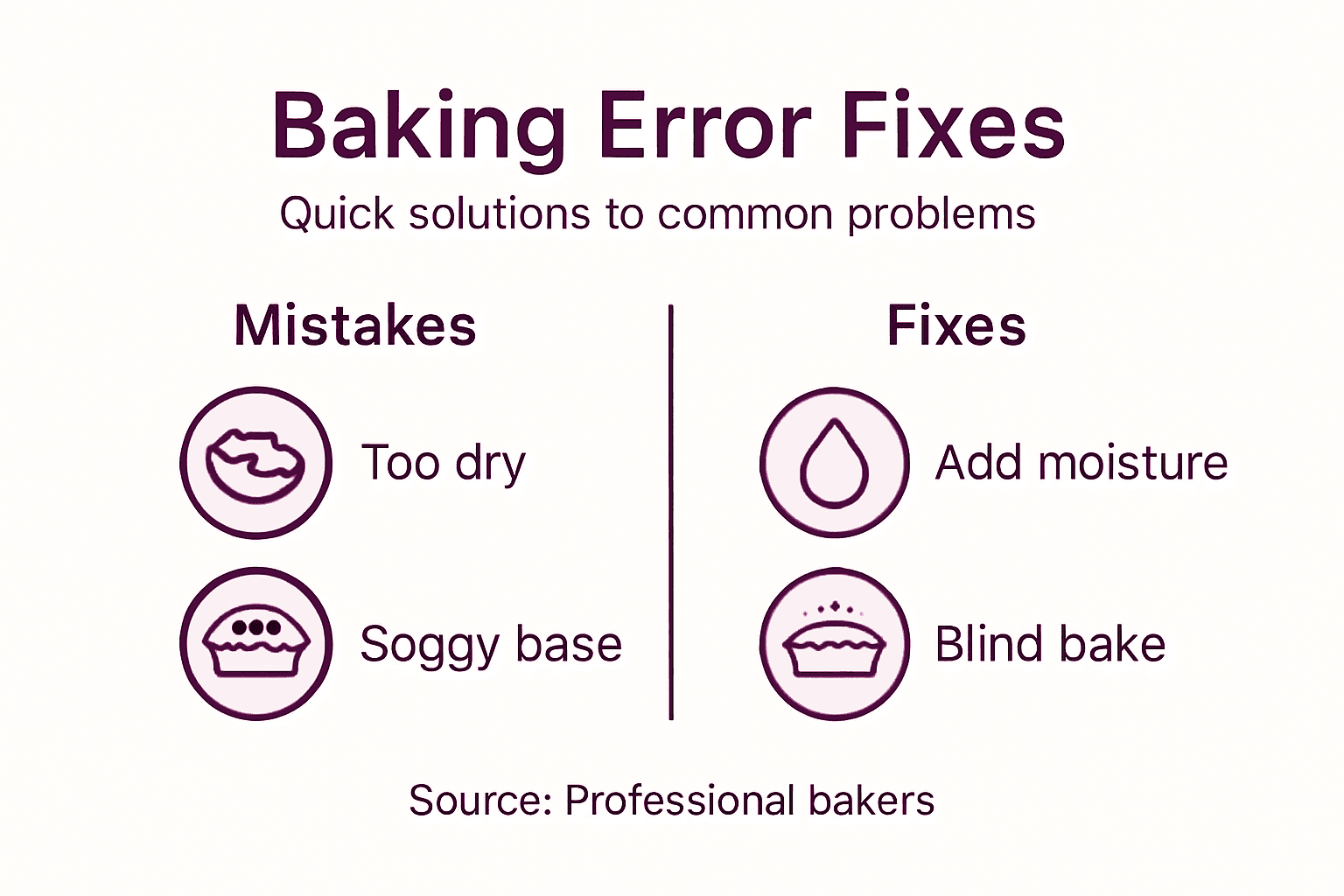 Infographic showing baking errors and fixes
