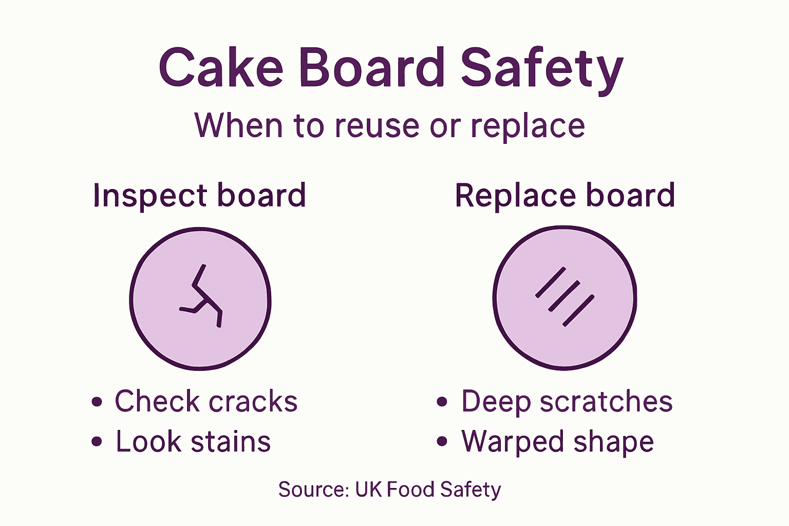 Infographic showing cake board safety tips