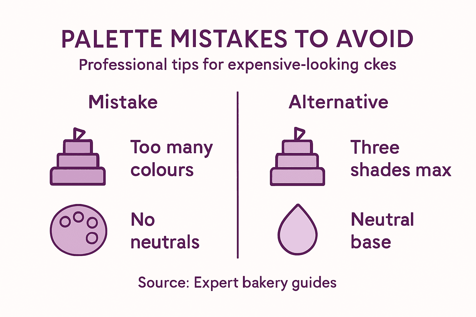 Infographic on common cake palette mistakes