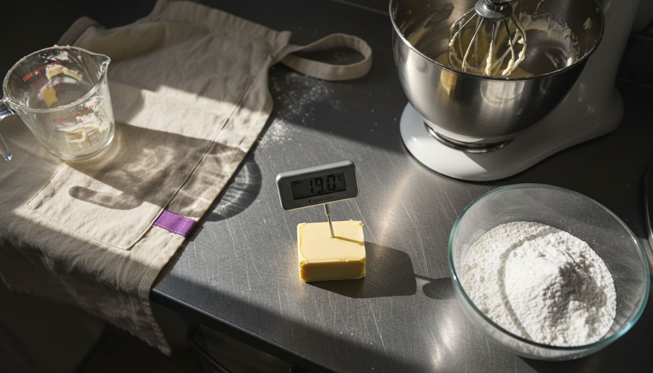Checking butter temperature for smooth buttercream