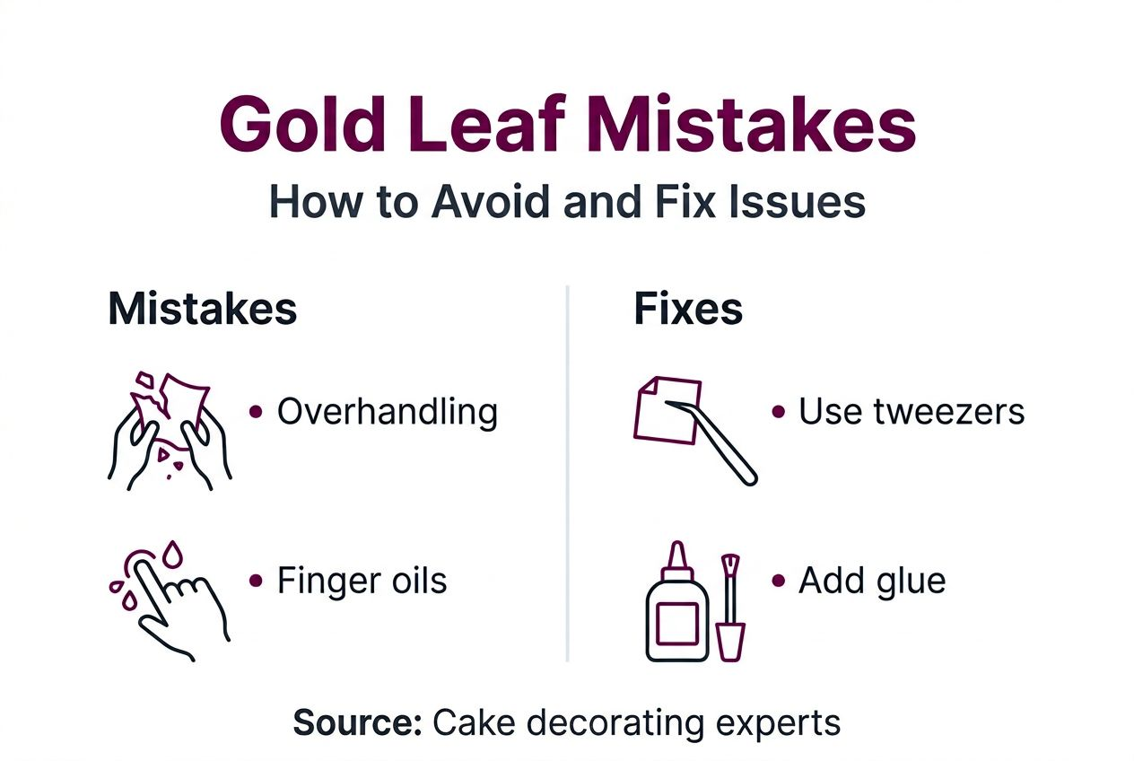 Infographic of common gold leaf mistakes and fixes