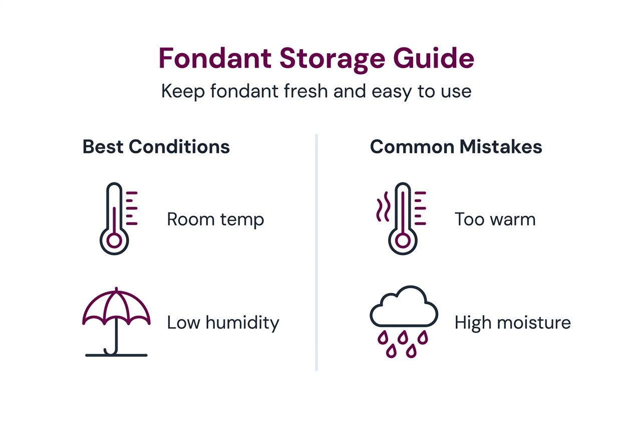 Infographic summarizing fondant storage tips