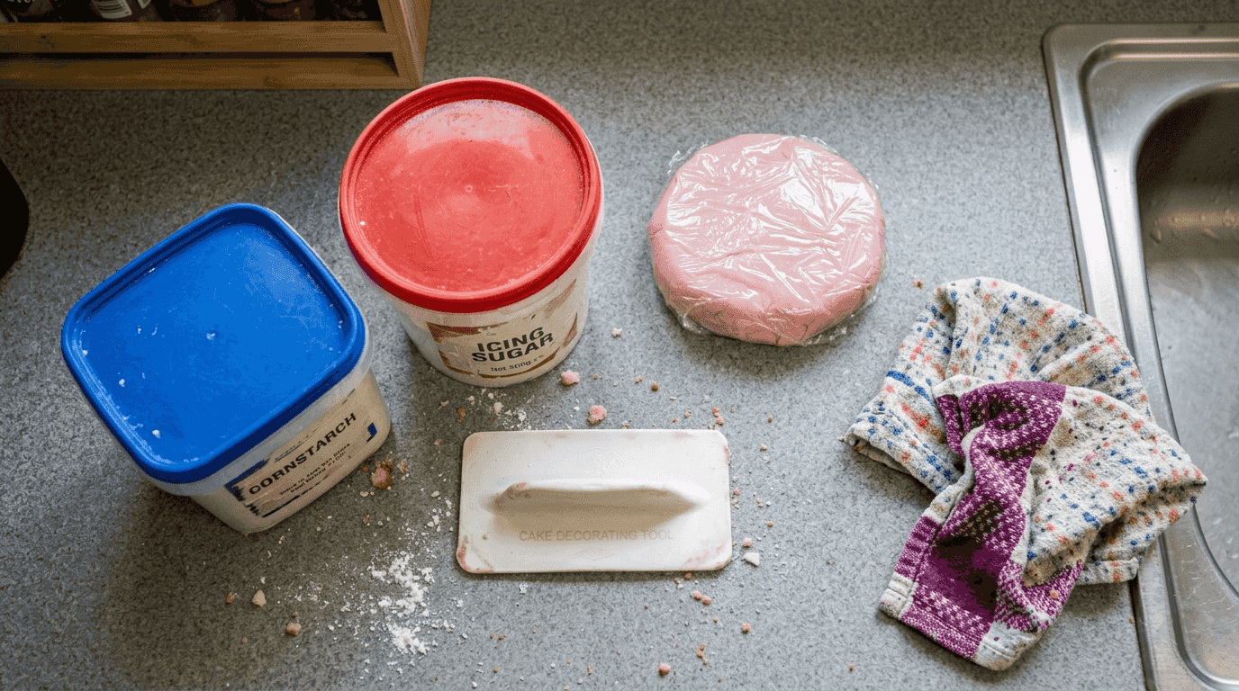 Different containers used for fondant storage