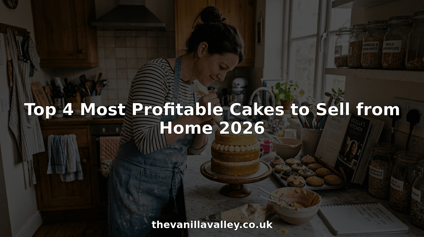 Home baker decorating cake in bright kitchen