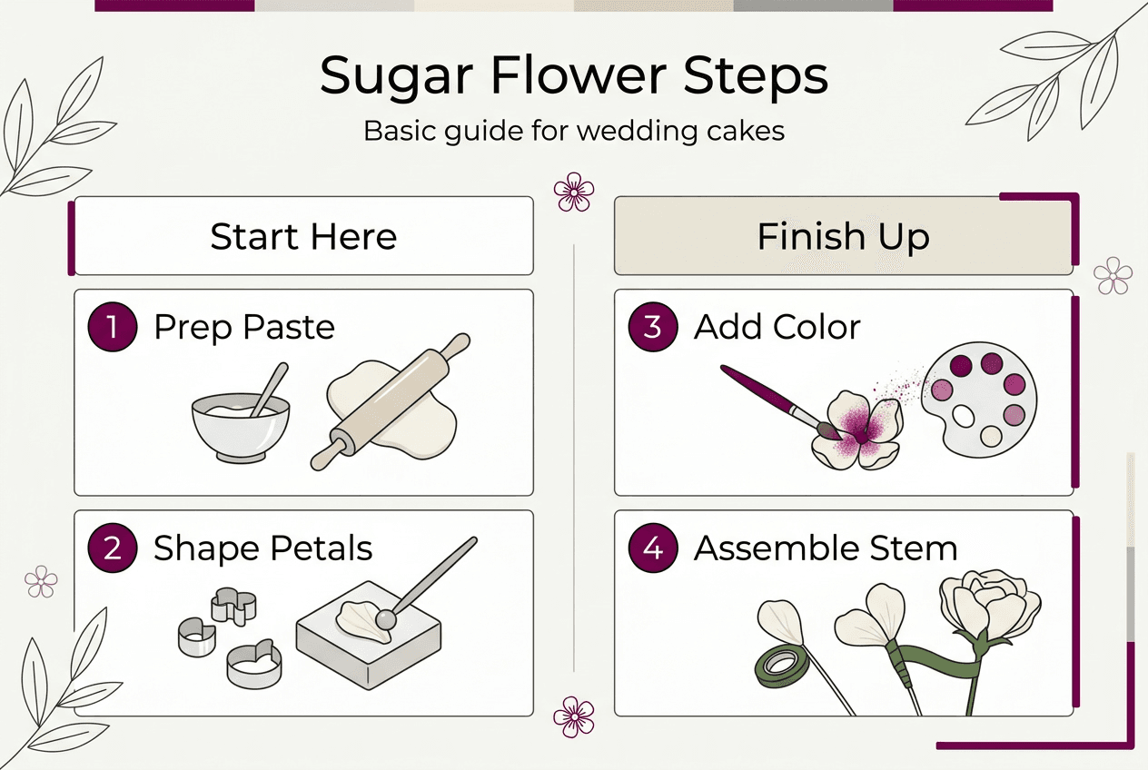 Infographic sugar flower basic steps overview