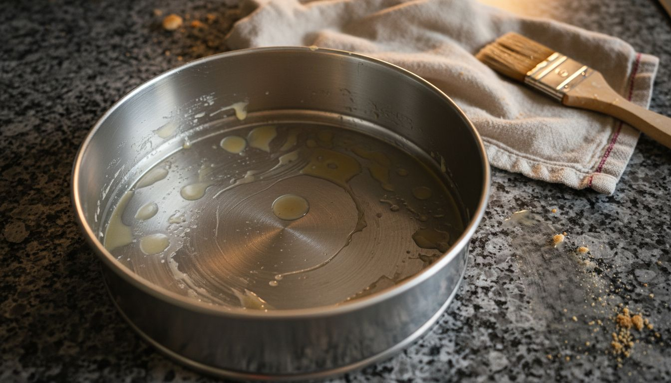 Unevenly greased cake tin with bare spots