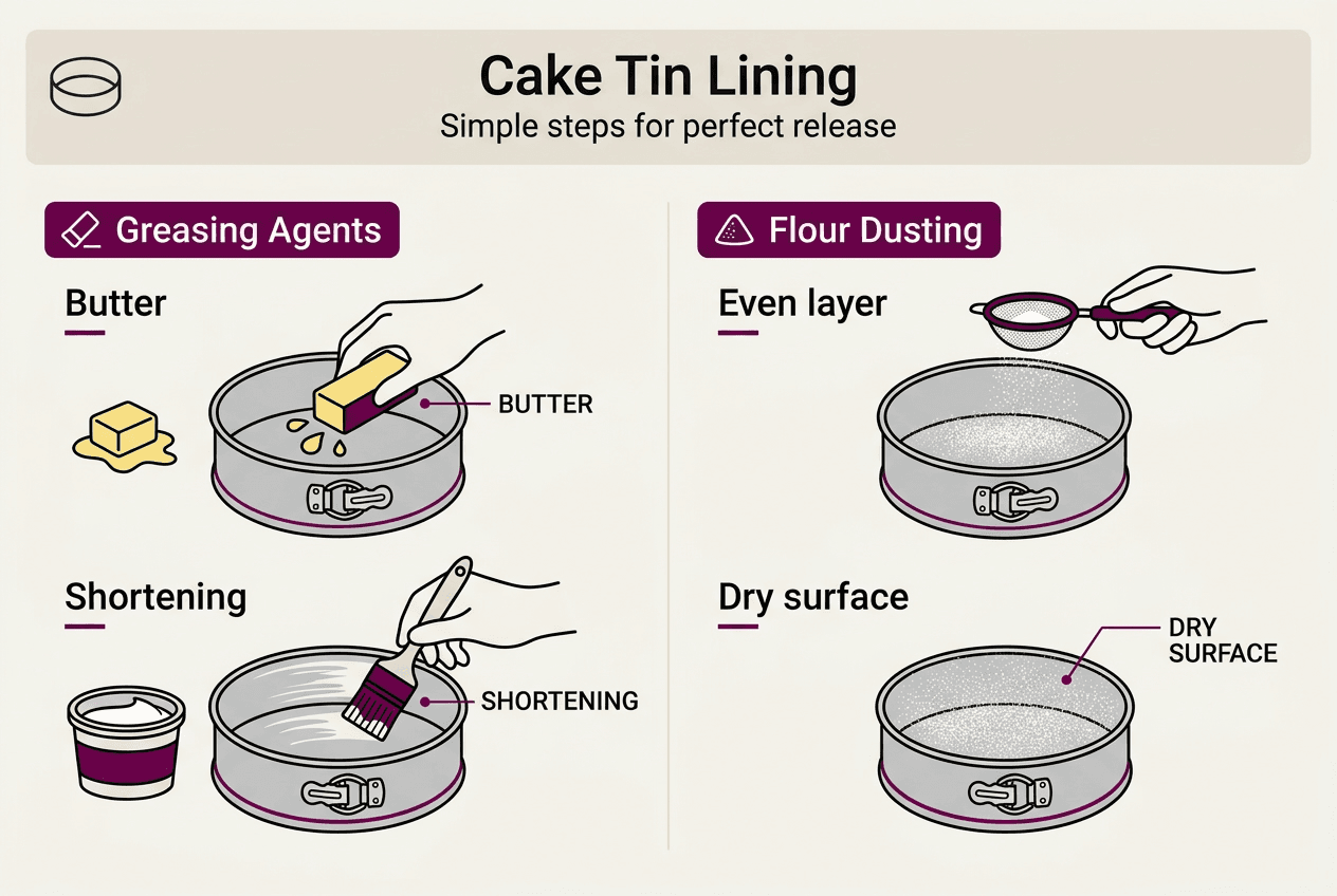 Infographic on cake tin lining steps