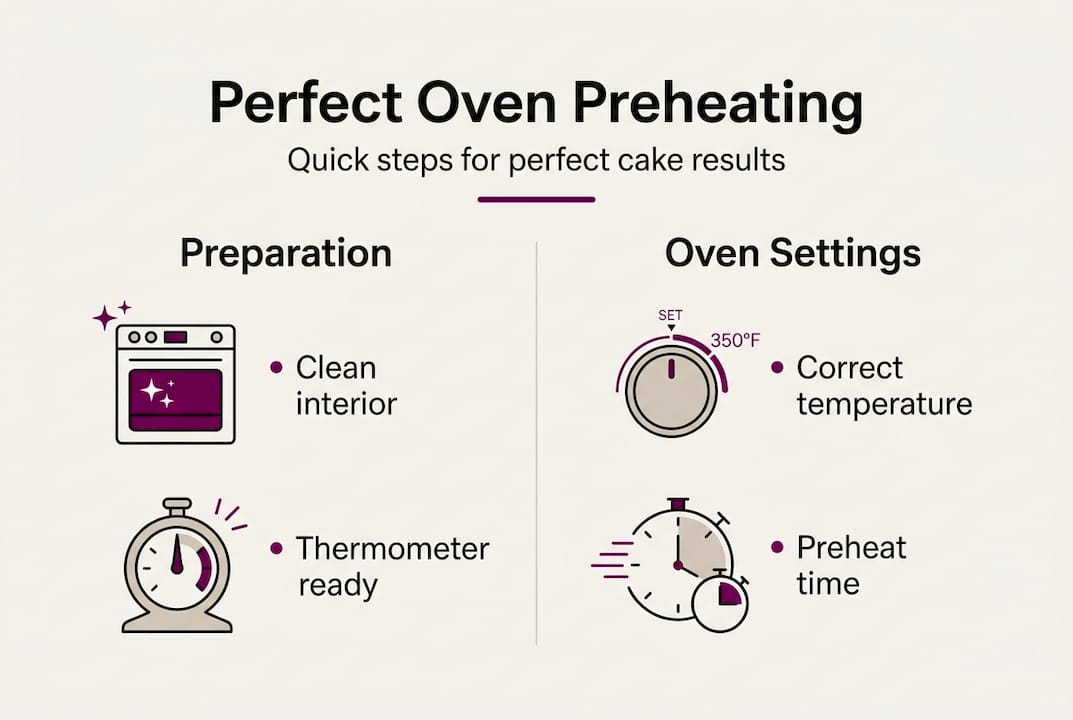 Infographic outlining oven preheating steps