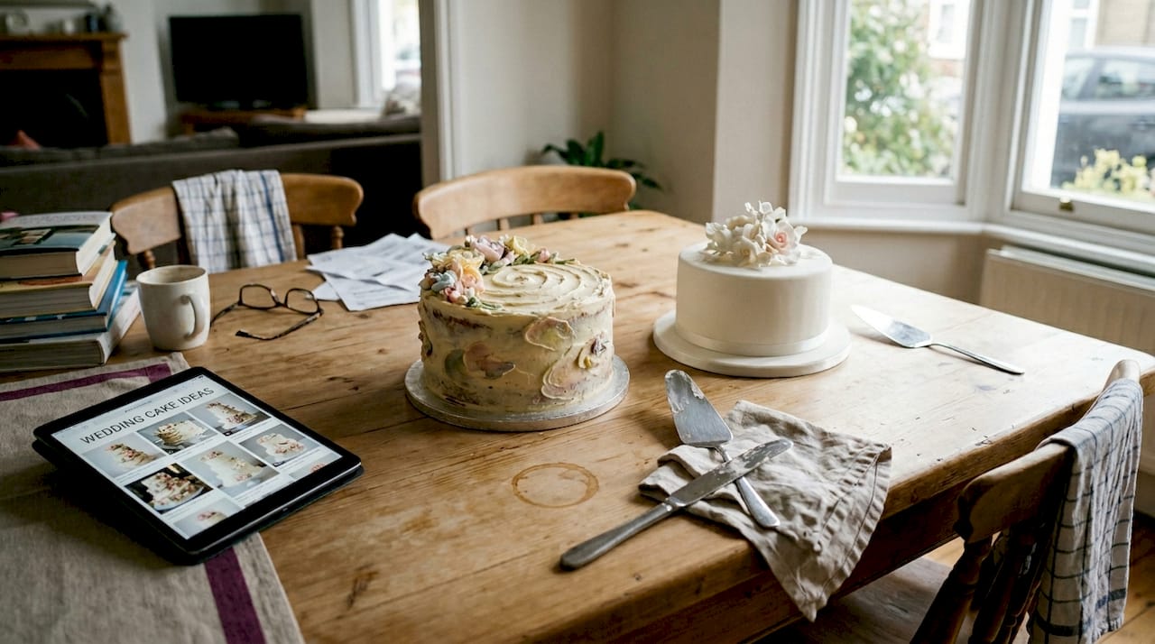 Buttercream and fondant cakes side by side