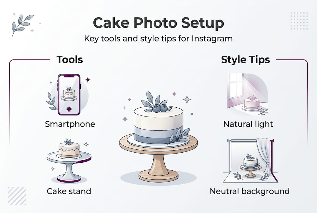 Infographic of cake photo tools and tips