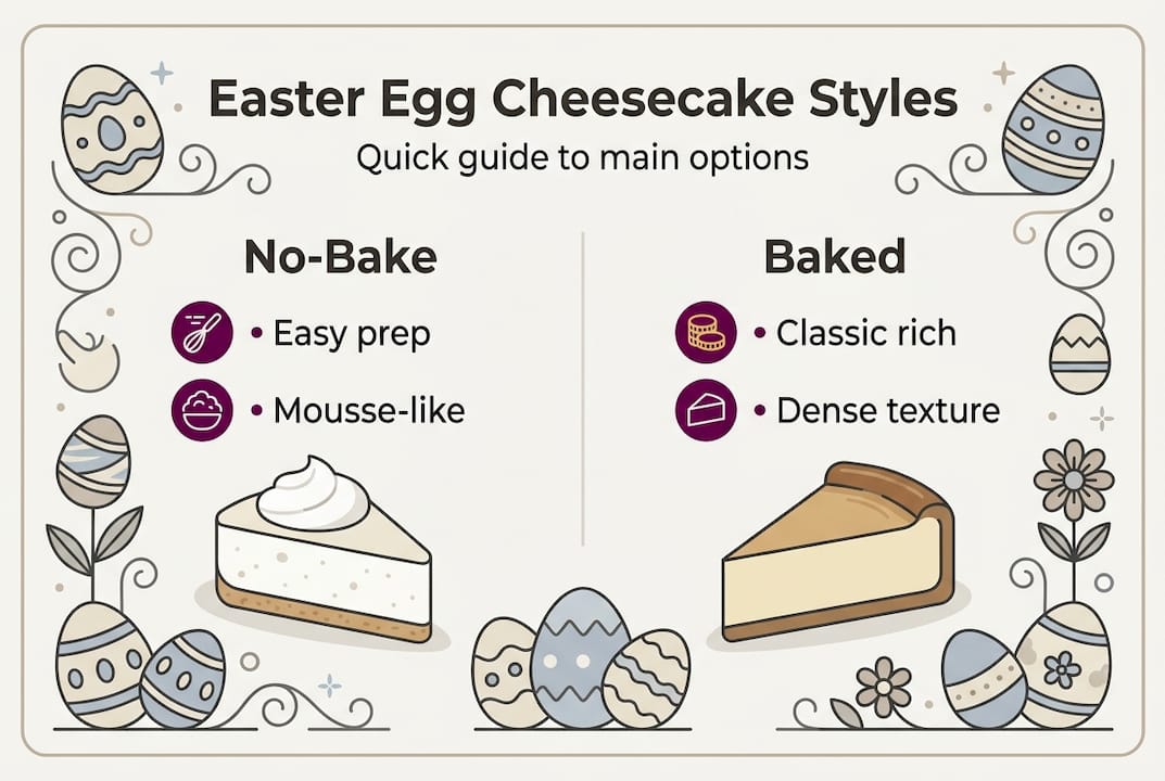 Infographic comparing baked and no-bake cheesecakes
