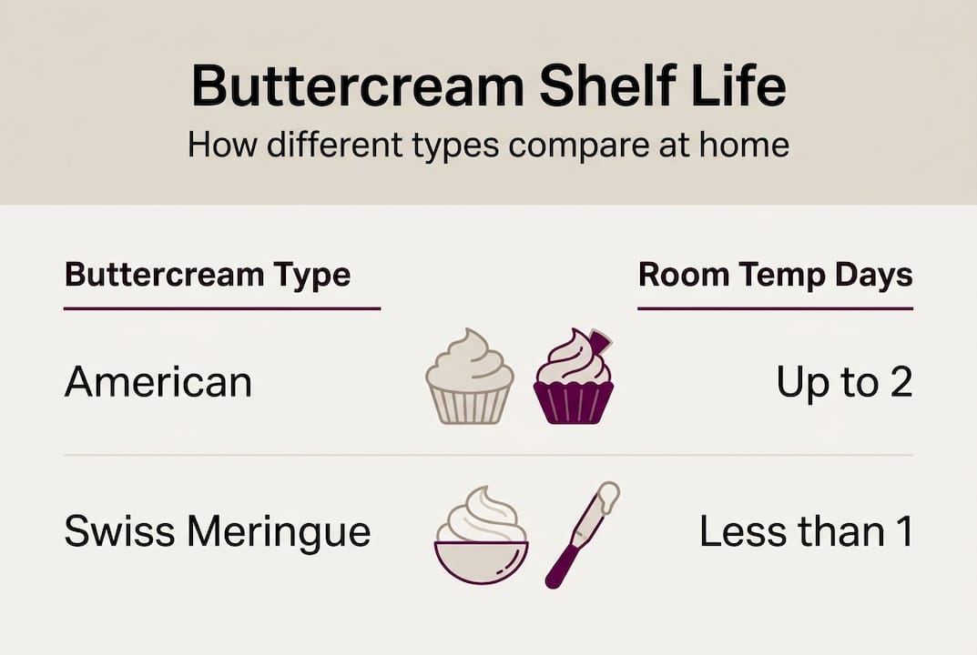 Infographic of buttercream types and shelf life