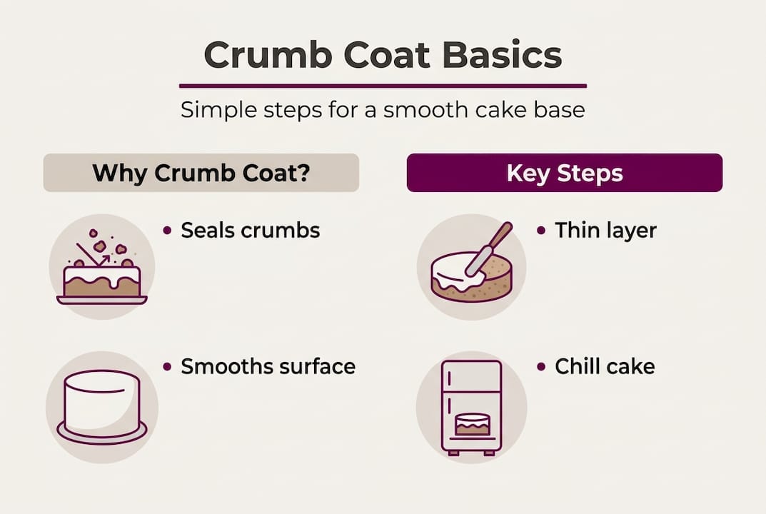 Infographic diagram showing crumb coat basics