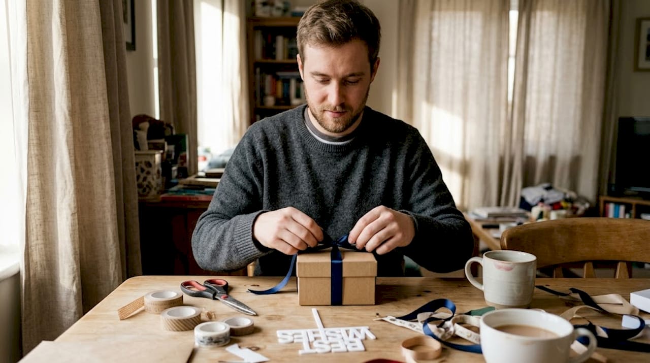 Repurposing cake ribbon for gift wrapping