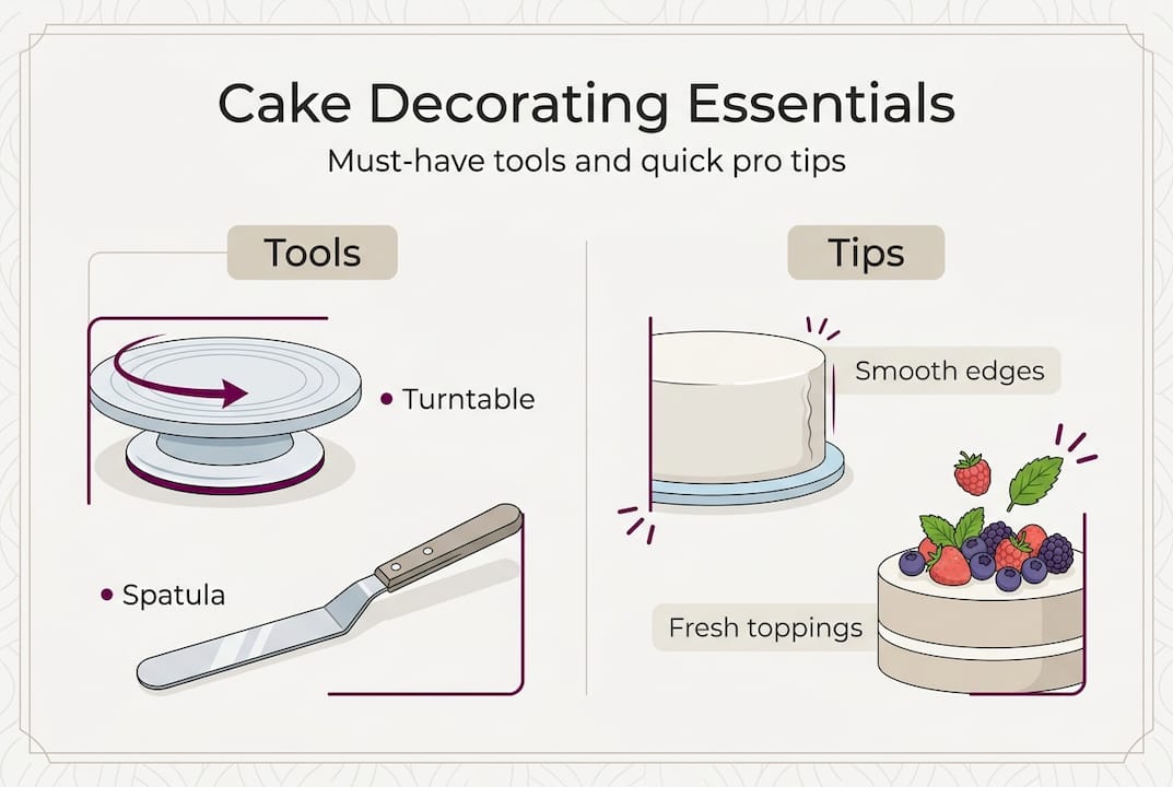Infographic showing cake decorating essentials