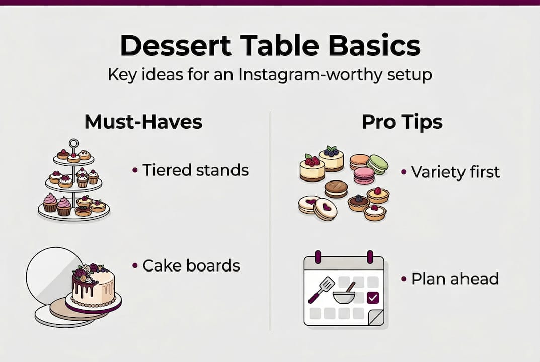 Infographic of dessert table essentials and tips