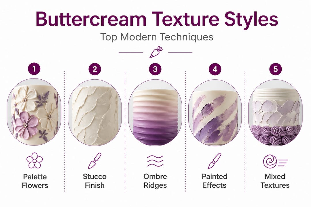 Infographic of modern buttercream texture styles