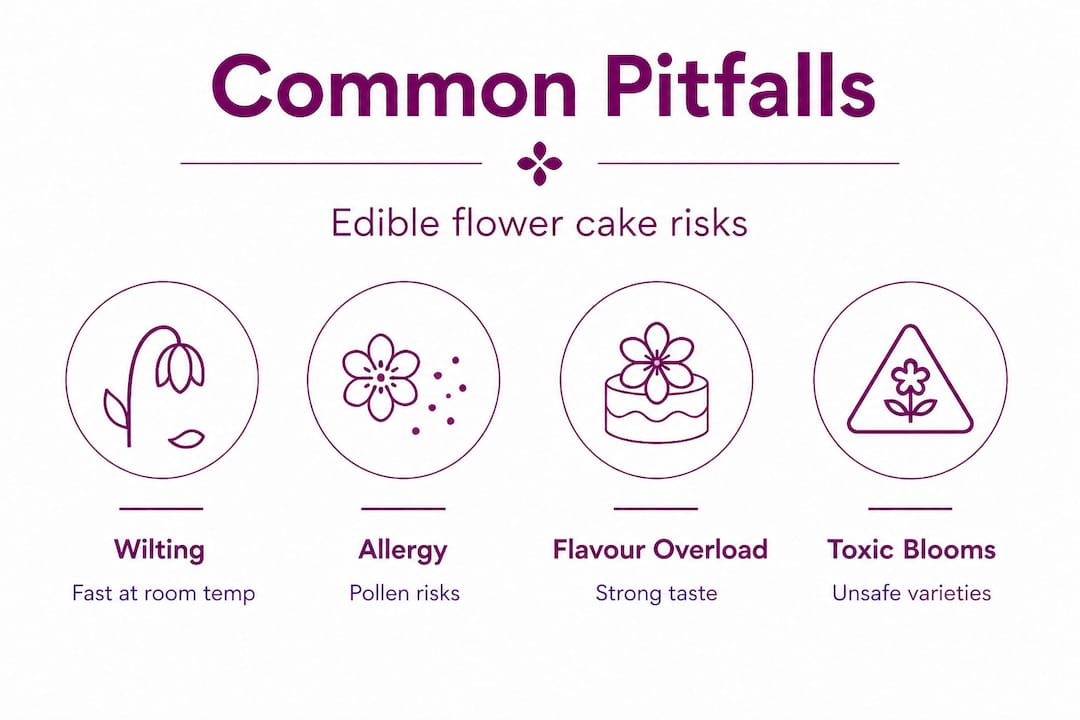 Infographic about birthday cake edible flower pitfalls