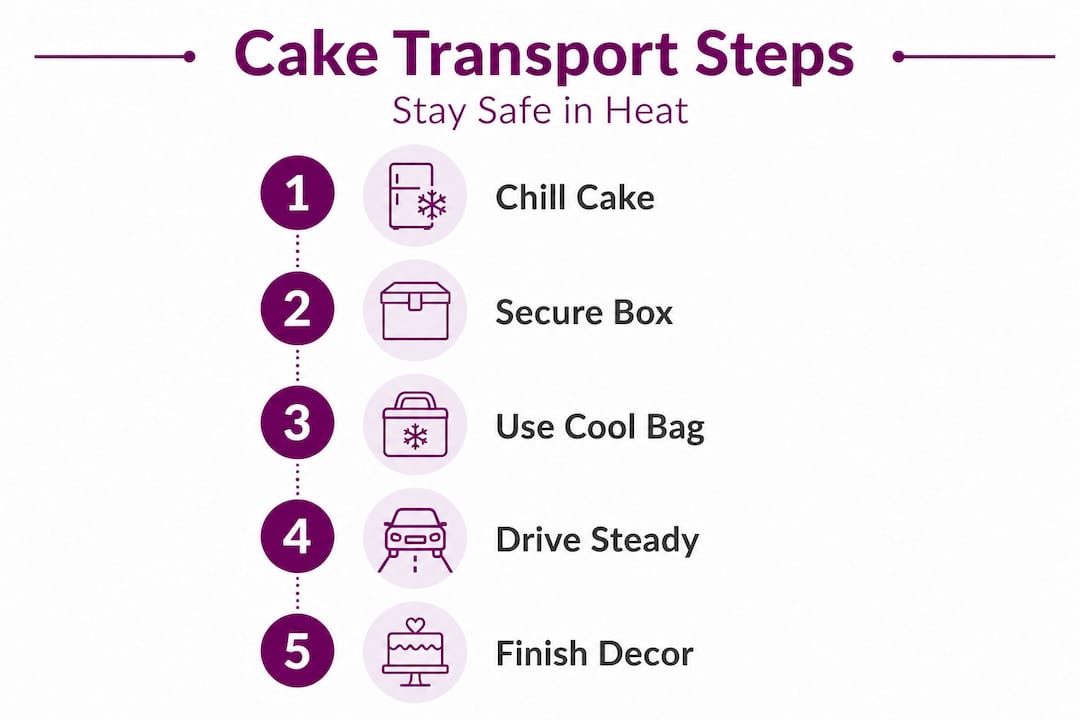 Infographic with steps for safe cake transport