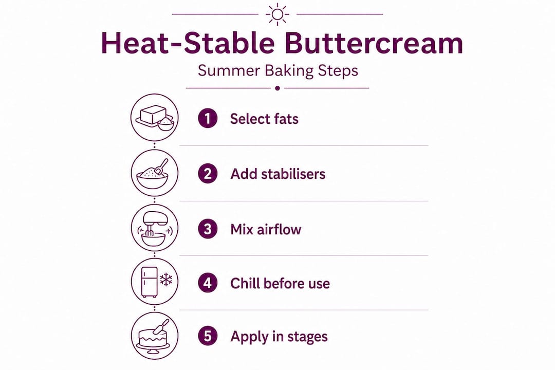 Infographic shows steps for stabilizing buttercream