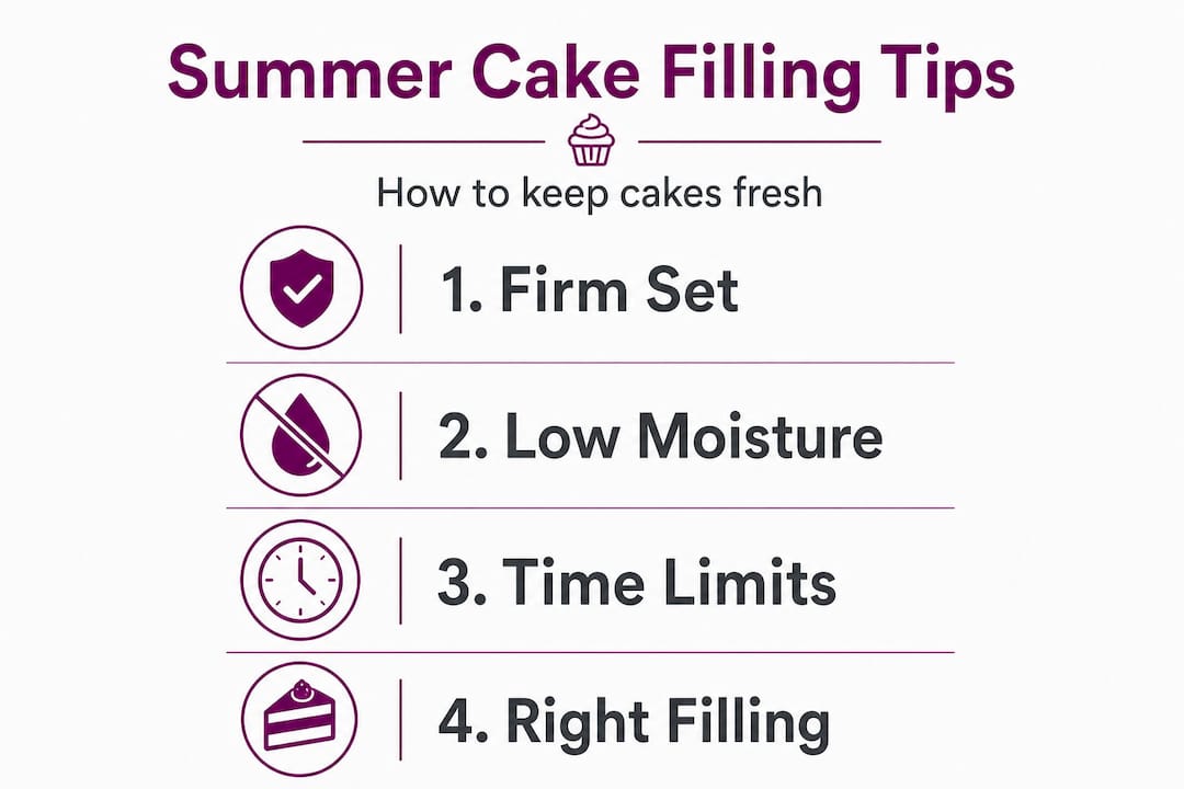 Infographic on summer cake filling durability steps
