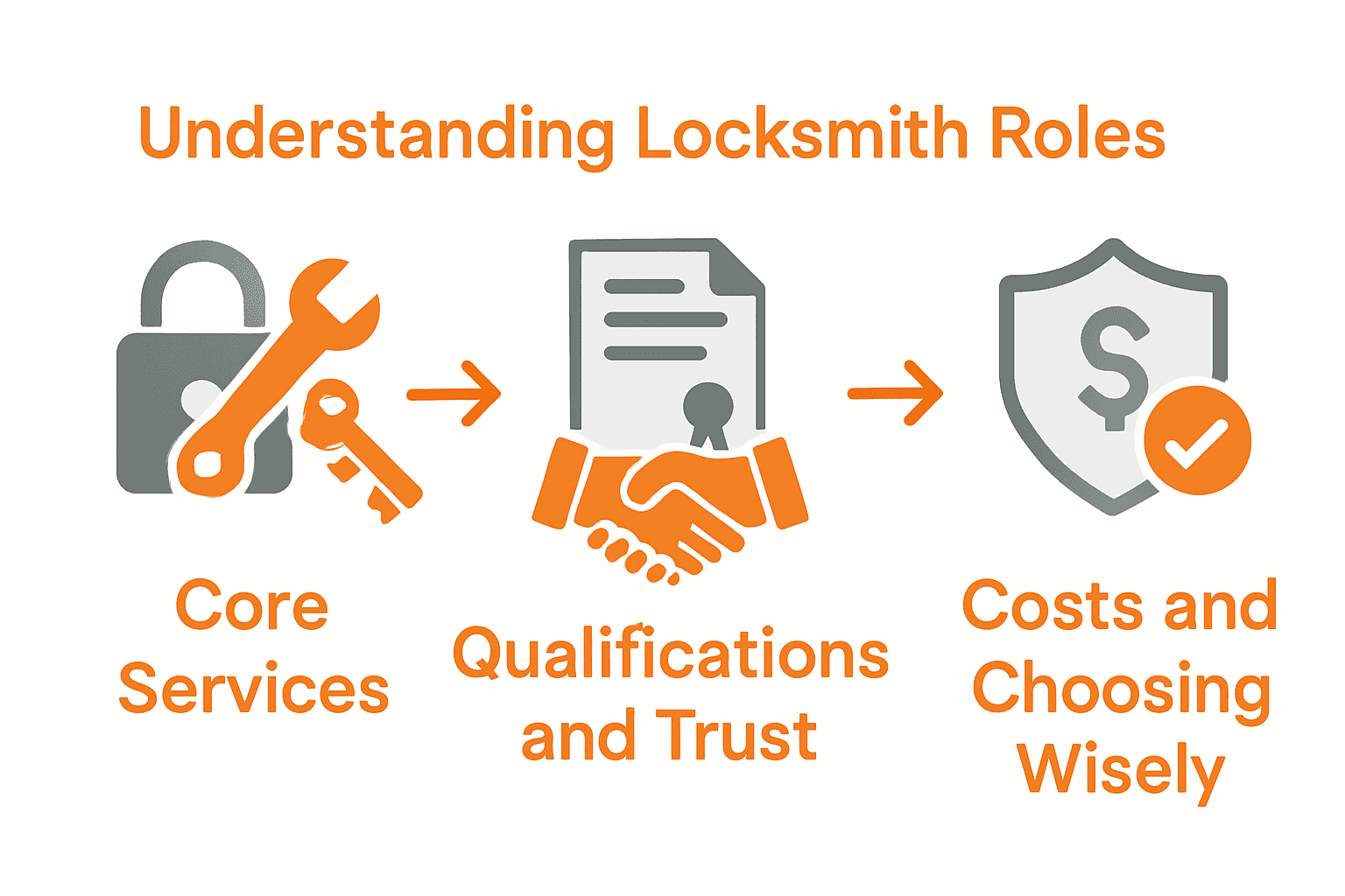 Infographic comparing locksmith services, qualifications, and costs for UK homeowners