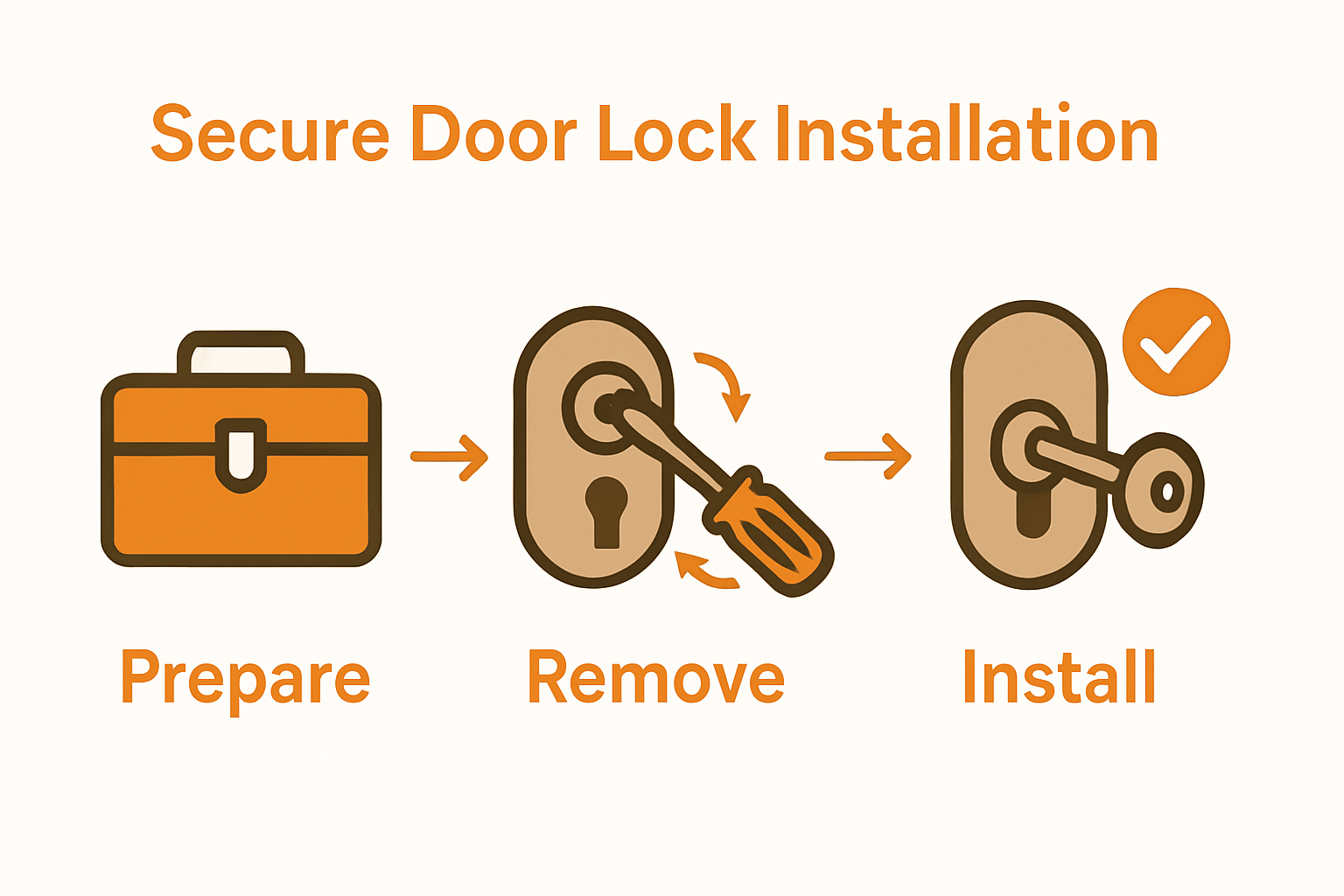 Door lock installation step-by-step infographic