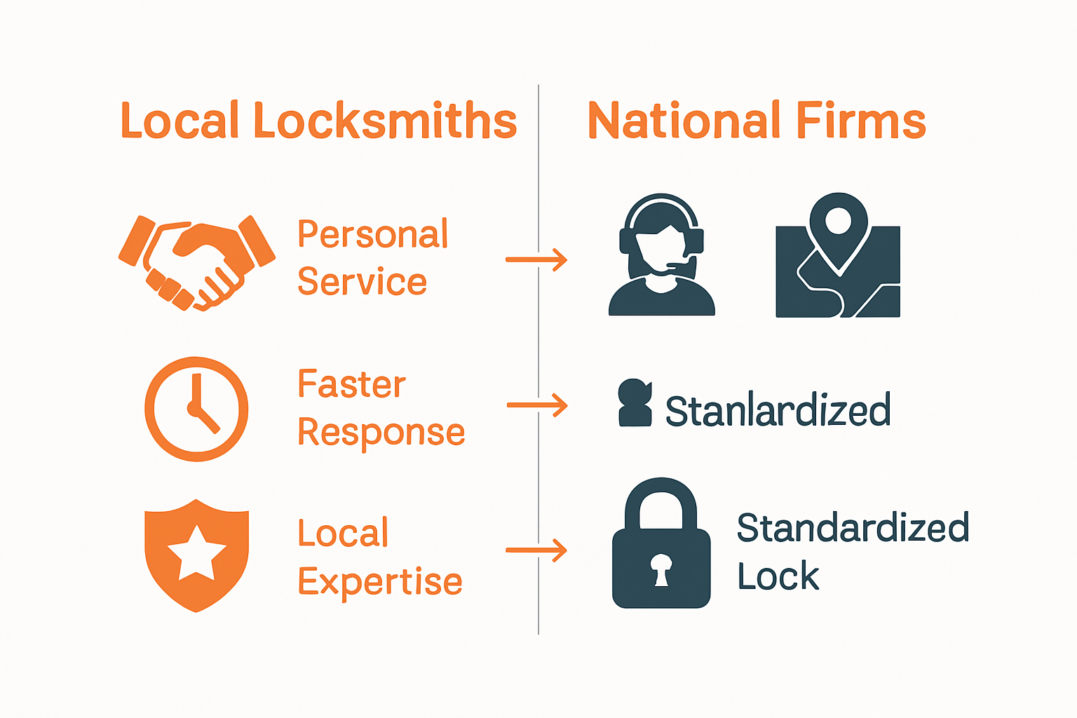 Infographic comparing local and national locksmiths