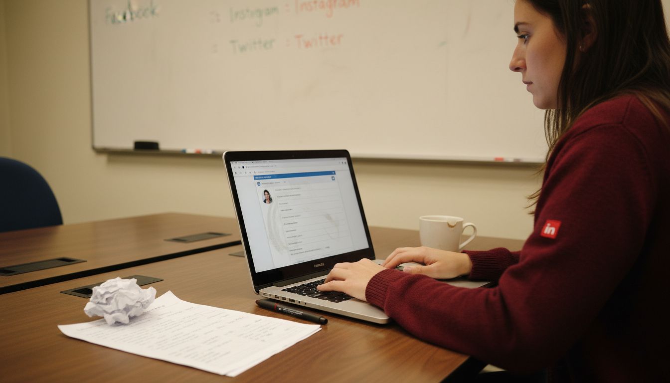 Manager setting up social media business account