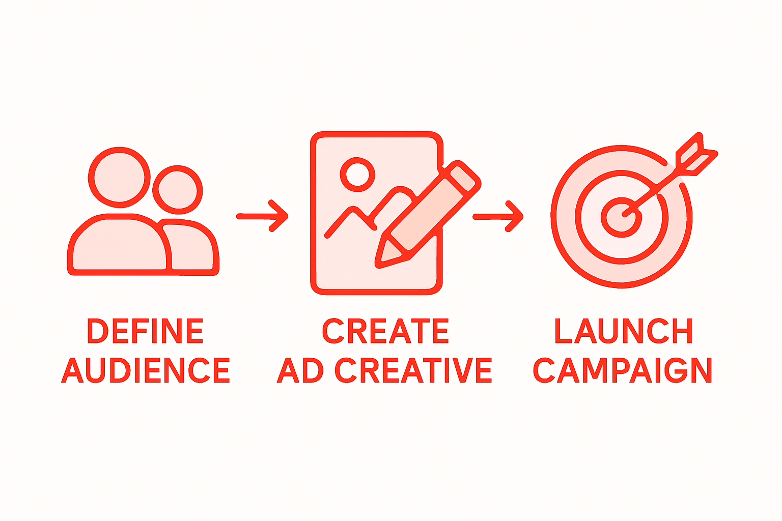 Infographic showing steps to create social media ad