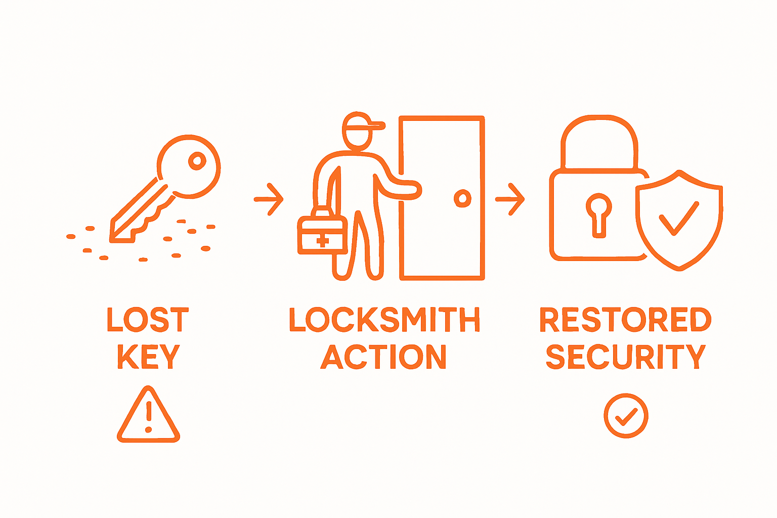 Infographic showing steps for key replacement security