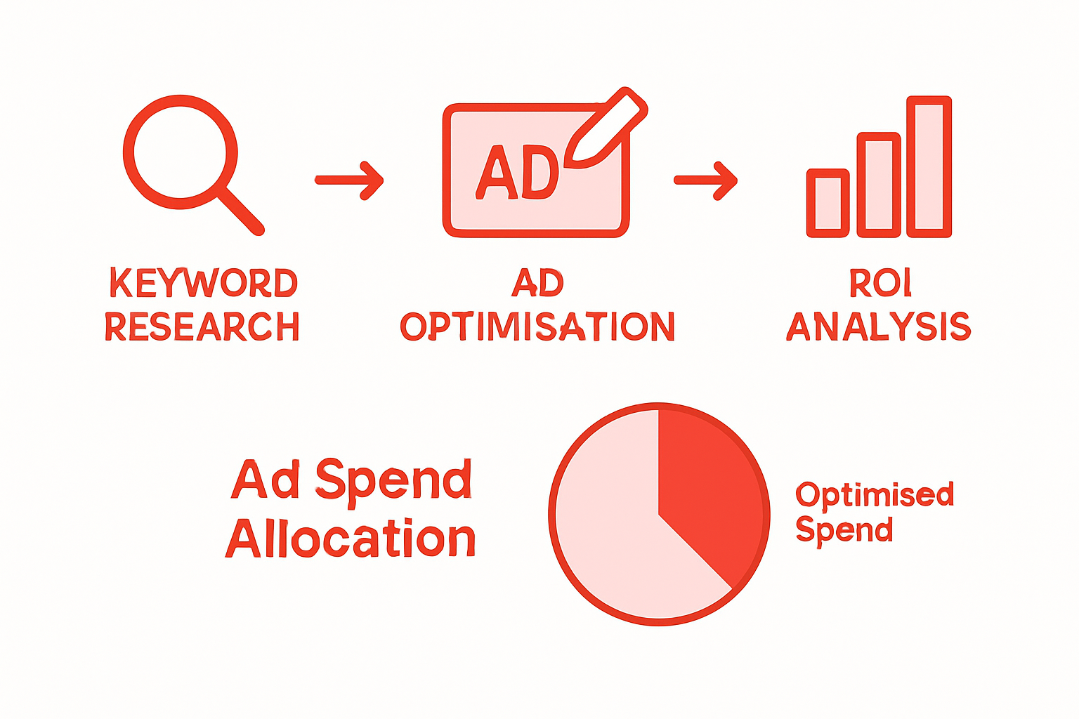 Infographic of PPC ROI optimisation steps