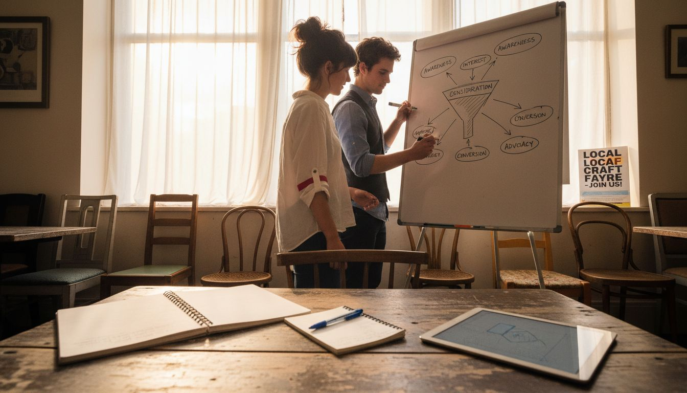 Team planning stages of marketing funnel