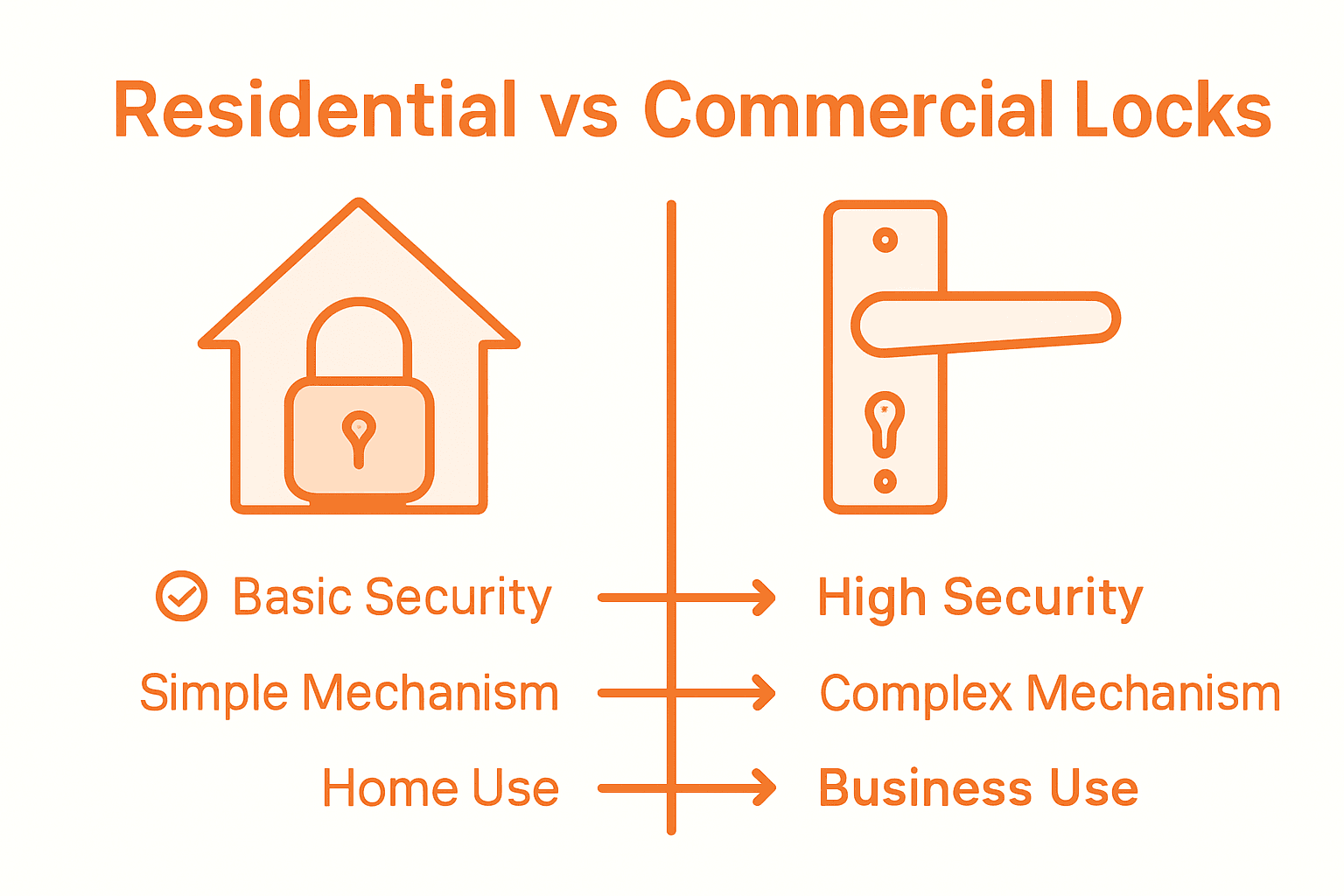 Infographic comparing residential and commercial locks