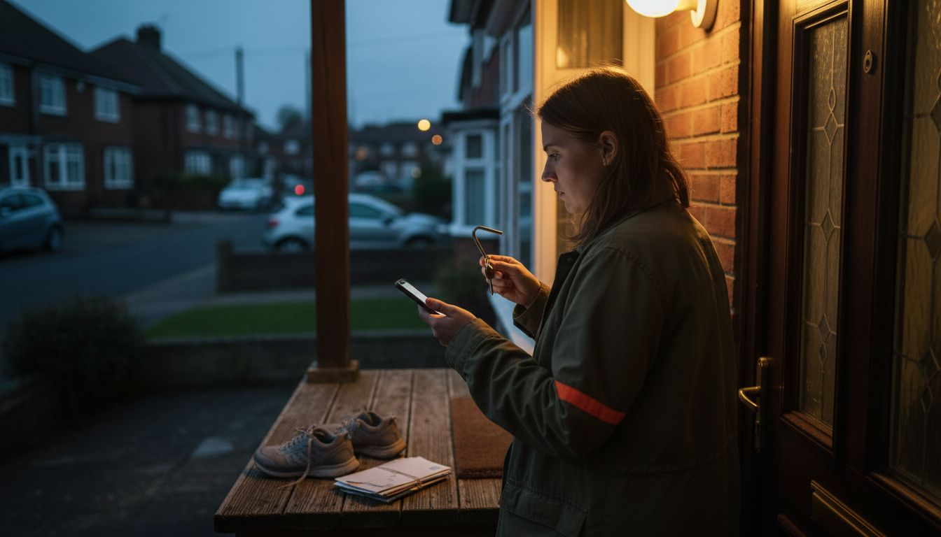 Person locked out at suburban home in evening