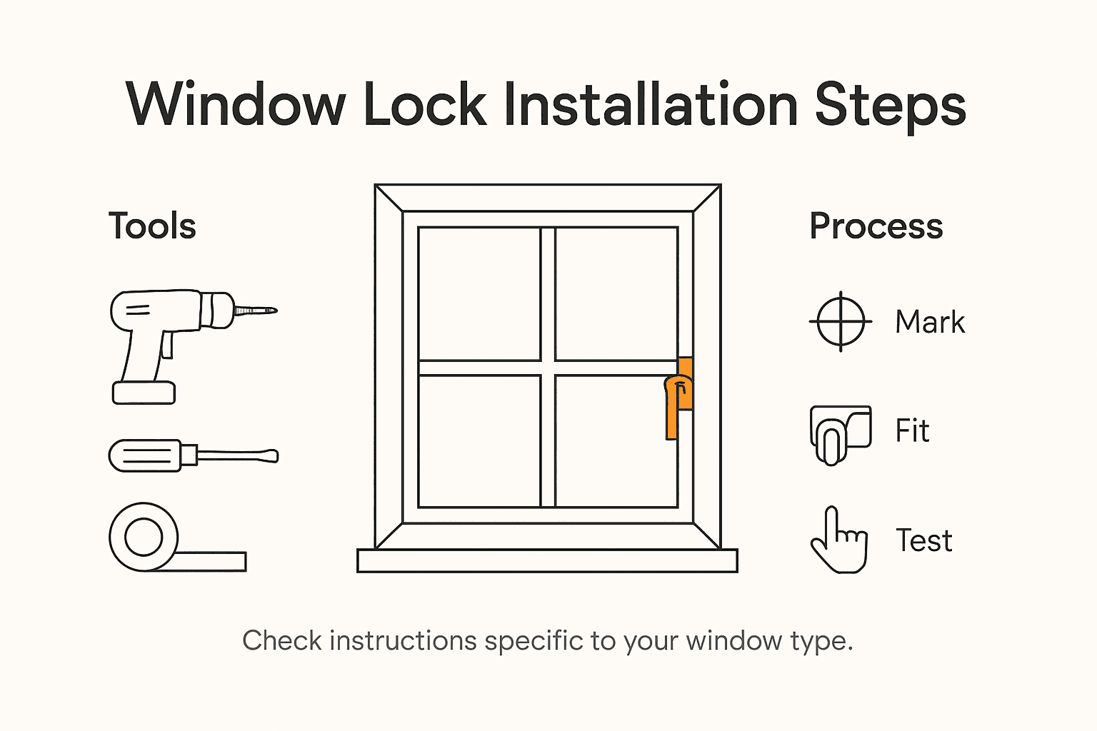 Infographic of window lock installation process